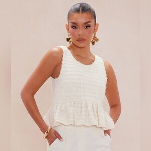 Fashion nova Alessandra tweed top - cream - size S